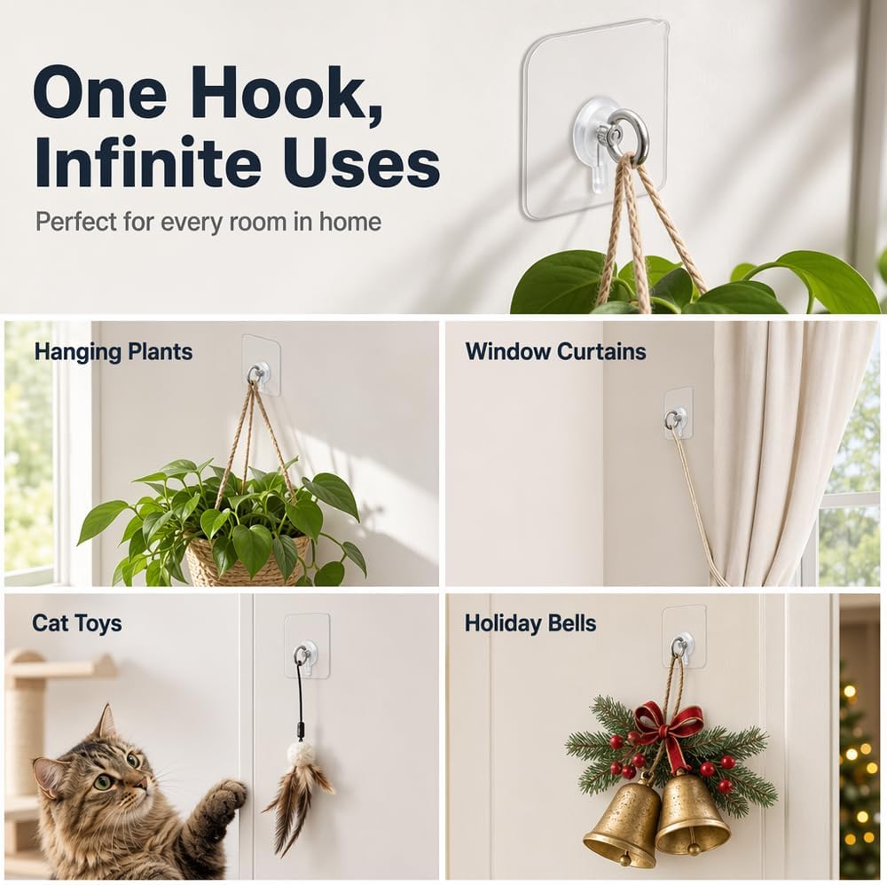 Heavy Duty Adhesive Ceiling Hooks for Plants