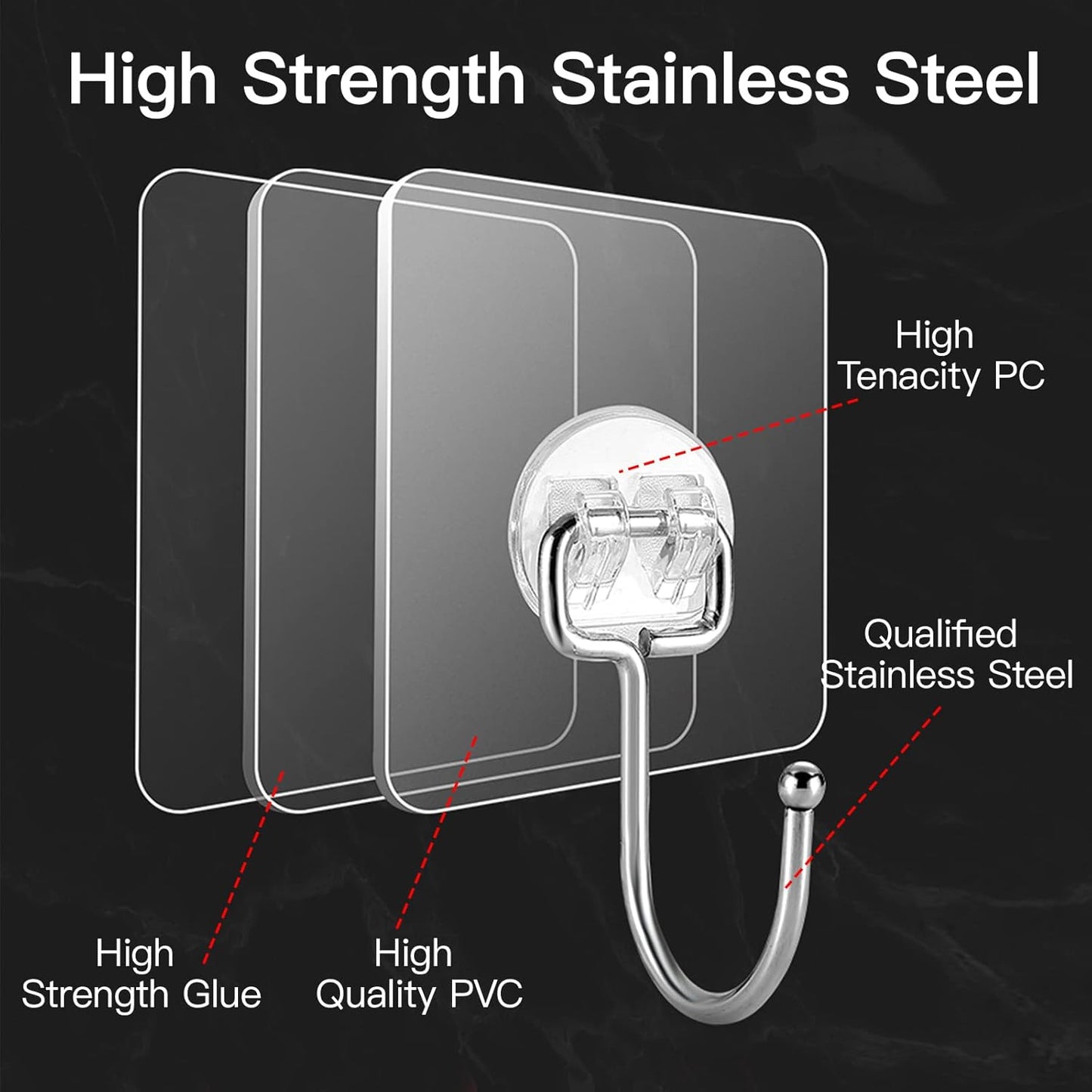 Self Adhesive Chrome Bathroom Hooks